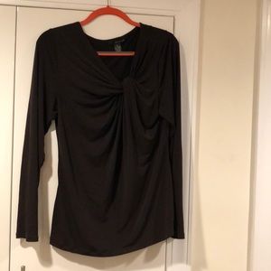 Deep eggplant silky long sleeved blouse.